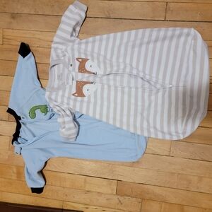 Striped Baby Sleep Sack with Fox Design